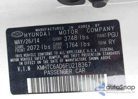 2015 Hyundai Veloster Flex from USA, damaged, VIN KMHTC6AD6FU218367